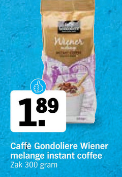  caffe gondoliere oploskoffie 300 wiener caffee melange instant coffee zak 