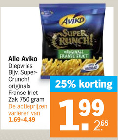  25 750 aviko super diepvries crunch originals franse friet zak varieeren 