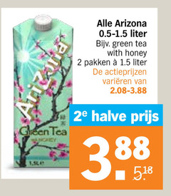  arizona ice tea 2 liter green with honey pakken varieeren 2e halve 