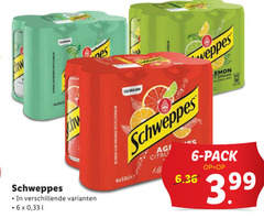  schweppes frisdrank 6 blikken caloriearm lemon 33 l pack 3.99 