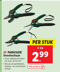  10 iii parkside snoeischaar takken struiken mm stuk 5.99 2 99 universele lidl.nl schaar 