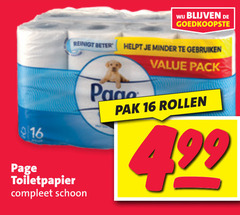  page toiletpapier 16 reinigt beter schoon minder gebruiken pack pak rollen 