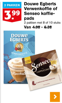  douwe egberts senseo oploskoffie koffiepads 2 8 10 pakken verwenkoffie 3.99 koffie pads stuks maitres for anno cafe gourmand latte nouveau cappuccino romiger onctueux posities nou 