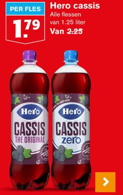  hero frisdrank 1 fles cassis flessen liter taste added sugar original since origina brew from zero 