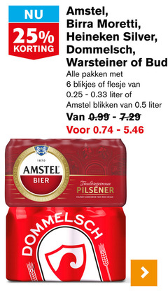  amstel warsteiner bud birra moretti blikjes bier 6 25 1870 heineken silver dommelsch pakken flesje 0.25 liter blikken bieren traditie brouwen pilsener volmout 