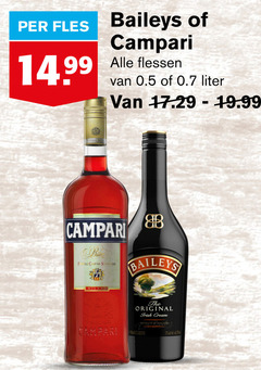  baileys likeur 17 fles campari flessen liter milano original irish cream ireland alcohol 