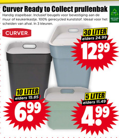  3 5 10 30 100 curver ready to prullenbak stapelbaar beugels bevestiging muur keukenkastje gerecycled kunststof scheiden afval kleuren liter elders 69 recycled plastic 