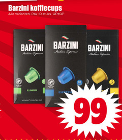  barzini koffiecups 10 99 pak stuks italian espresso lungo nespresso compatible cups 