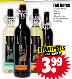  tall horse witte wijn rode hamersma zuid afrika shiraz merlot chardonnay sauvignon blanc fles wines south africa chan 3.99 