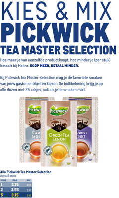  pickwick thee 1 2 15 25 250 mix tea master selection eenzelfde koopt minder stuk makro favoriete smaken gasten kiezen dozen zakjes sel people natures since ster ear green lemon ruit black with bergamot bergamo nature avec la citron citroen flavor doos stuks fruits vruchten forest 