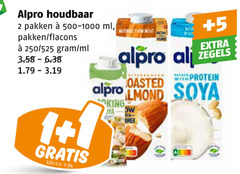  2 alpro houdbaar pakken ml 250 1 kilo v.a. naturally 5 zegels packed with protein soya king 250ml 