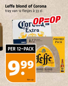  corona leffe speciaalbieren 12 33 99 blond tray 1 2 since pack effe liter 