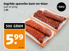  500 gegrilde spareribs kant klaar zoet pittig kilo 