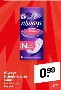  18 cycle always soft like cotton doux du normal classic perfume unscented pantyliners duft inlegkruisjes small pak stuks 