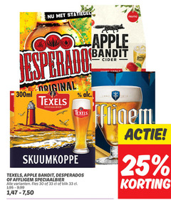  desperados texels apple bandit affligem speciaalbieren appelcider 25 30 33 fruitig original bee 300ml speciaalbier skuumkoppe fles blik 1 99 50 cider anno 