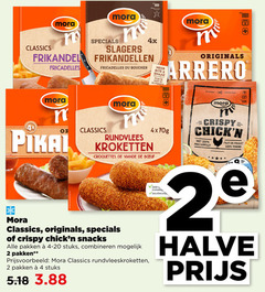  2 4 20 100 mora ouvrir classics frikandel 4x slagers frikandellen du originals crispy kipfilet filet poulet tendre rundvlees kroketten croquettes viandel b snacks pakken stuks combineren rundvleeskroketten sans 2e halve 