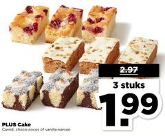  3 cake carrot choco cocos vanille kersen stuks 1 99 