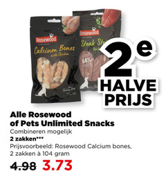  2 rosewood calcium bones with chicken grain free steak duck 2e halve pets unlimited snacks combineren zakken 