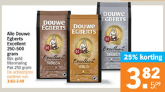  douwe egberts koffie 25 100 250 excellent gold filtermaling pak varieeren meester koffer branders joure rijk arabica mocca premium complex select zoet 