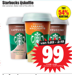  starbucks ijskoffie 99 250 beker fles ml cappuccino caramel macchiato flavour chilled coffee bold espresso creamy milk hints cocoa basisprijs heffing 