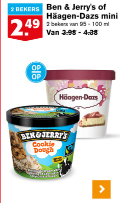  ben and jerrys ijsspecialiteit 2 50 100 bekers mini ml cookie dough spoon inside vanilla ice cream with chunks chocolate chip fairtrade 