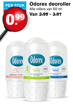  odorex deodorant 50 stuk deoroller rollers ml perfume hypoallergeen anti natural fresh activity protection alcohol transpirant marine 