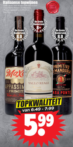  italiaanse topwijnen reale vino nobile montepulciano casa ponte primitivo manduria appassimento fles dei hamersma us 8 from old vines native grapes origine prodotto vigne mature legno le italia winemakers choice bronze wine region puglia with area asa a18 