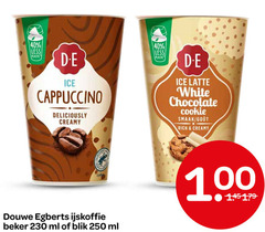  douwe egberts ijskoffie 40 100 250 less plastic ice cappuccino creamy d.e latte white chocolate cookie beker ml blik 