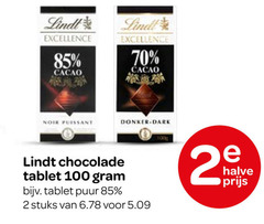  lindt chocolade 2 100 excellence cacao noir donker dark tablet puur stuks halve 