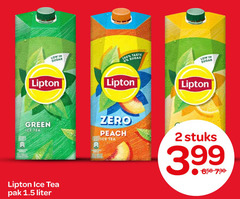  lipton ice tea 2 100 sugar taste green zero peach stuks 3.99 pak liter 