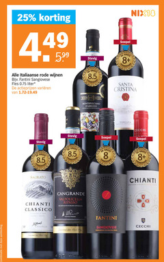  rode wijn 8 12 18 25 combinatie aanbieding 5.99 italiaanse wijnen sangiovese fles liter varieeren stevig soepel santa cristina montepulciano dei chianti classico valpolicella ripasso denominazione origine bout toscana cecchi nata nel michele peroni albert indicazione geografica tipica 