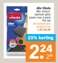  2 25 vileda power inox durable hygienic schuur sponsen pack varieeren 