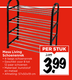  8 12 mesa living schoenenrek paar schoenen materiaal kunststof metaal cm stuk 3.99 