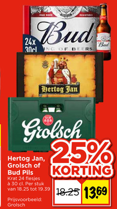  hertog jan bud grolsch krat bier 24 25 30 100 1369 beers pils stuk 