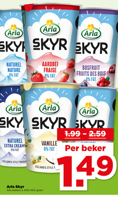  5 sky skyr naturel nature aardbei fraise bosfruit fruits des bois creamy vanille beker icelandic style yoghurt bekers 