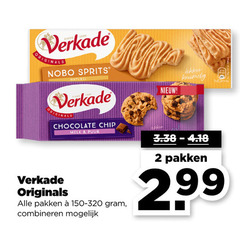  2 verkade originals nobo sprits naturel chocolate chip melk puur pakken combineren 