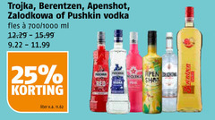  25 trojka berentzen apenshot vodka fles 700 1000 ml liter v.a. red pink shot 