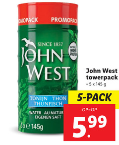  5 promopack since john west tonijn thon water natur natural high pack 5.99 