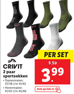  2 crivit paar sportsokken damesmaten 42 herenmaten 45 46 vit 5.99 3.99 lidl.nl 