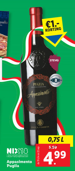  rode wijn 8 18 19 22 25 2022 puglia nix18 jaar alcohol legitimatie italia duca stevig hamersma l 5.99 