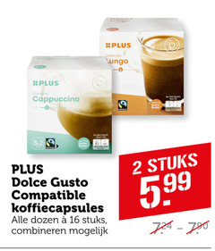  plus huismerk dolce gusto capsules 2 16 cappuccino lungo compatible koffiecapsules dozen stuks combineren 5.99 