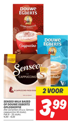  douwe egberts senseo oploskoffie koffiepads 2 8 16 18 verwenkoffie cafe cappuccino nouveau pads milk based stuks pak 4 30 6 32 3 99 