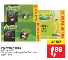  pickwick thee 40 50 original english count pack green tea lemon zakjes 2 3 46 1 99 