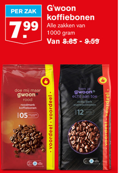  gwoon koffiebonen 12 99 1000 zak zakken rood roodmerk rijk kwaliteits voordeel dark espressobonen 