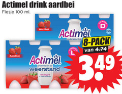  8 10 100 actimel drink aardbei flesje ml ondersteunt weerstand pack 