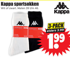  3 46 kappa sportsokken wit zwart maten aa pairs pack elders 3.99 