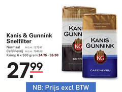  kanis en gunnink koffie 6 500 1885 koffiebranders snelfilter normaal krimp snelfiltermaling 