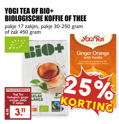  bio plus yogi tea thee koffie 17 25 450 biologische pakje zakjes zak biologisch ginger orange lange with vanilla 