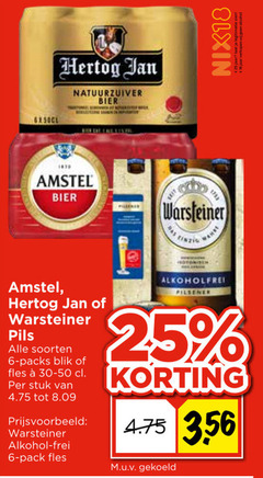  amstel warsteiner hertog jan blikjes bier 6 18 25 natuurzuiver nix18 jaar alcohol pils soorten blik pas alkoholfrei pilsener fles stuk pack gekoeld 