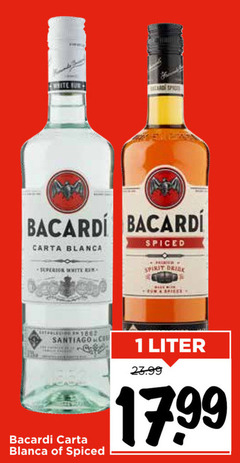  1 spice bacardi carta blanca superior white spiced spirit bride santiago liter 